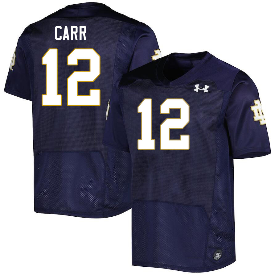 Men #12 CJ Carr Notre Dame Fighting Irish College Football Jerseys Stitched-Navy